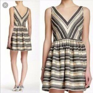 EUC J. CREW  Glam Metallic Candy Stripe Fit & Flare Party Minidress womens sz 2